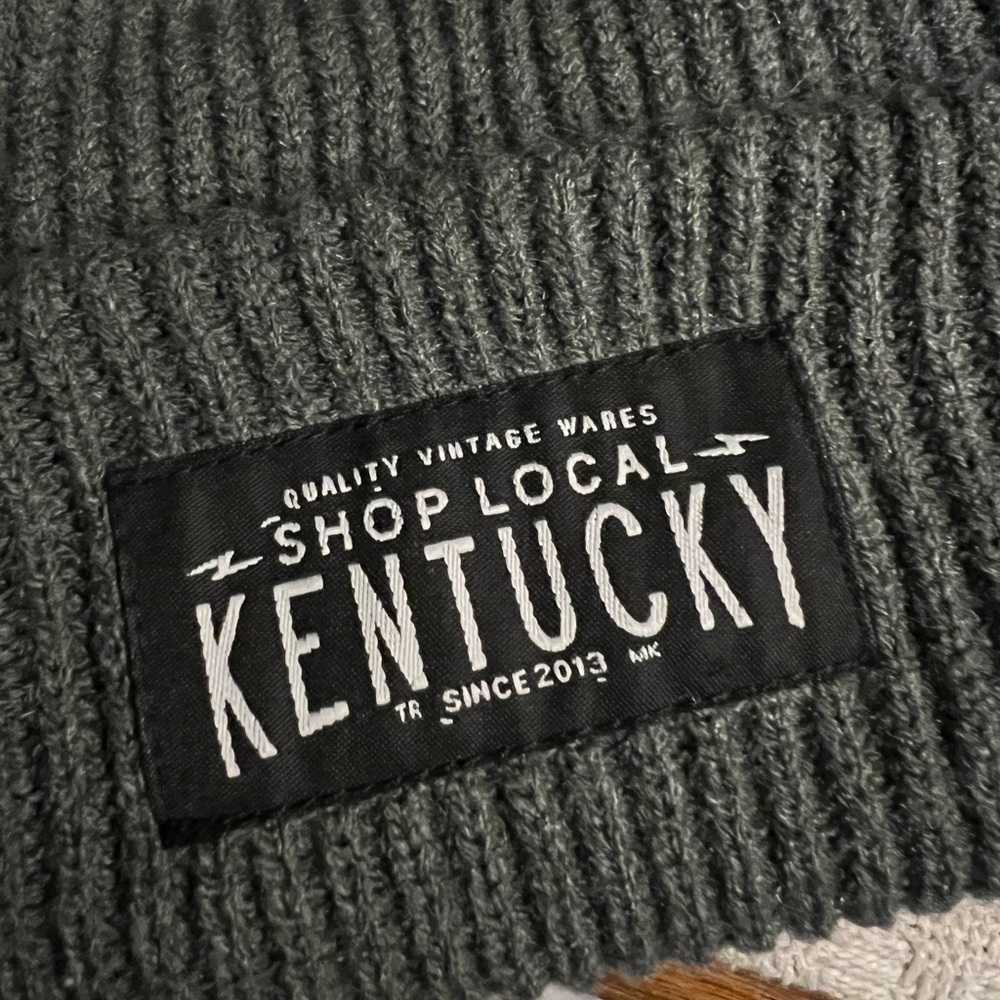 NO BRAND Classic "Shop Local Kentucky" Knit Winter Beanie Hat‎ Grey Adult Sized - Picture 2 of 3